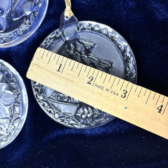 Mikasa Set of 3 Holiday Crystal Round Glass Etched Ornaments - Picture 4 of 8